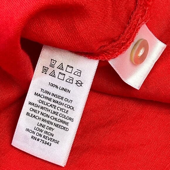 Christian Siriano Linen Shirt Women Medium Bright Red Oversized Minimalist Tunic - Picture 14 of 16